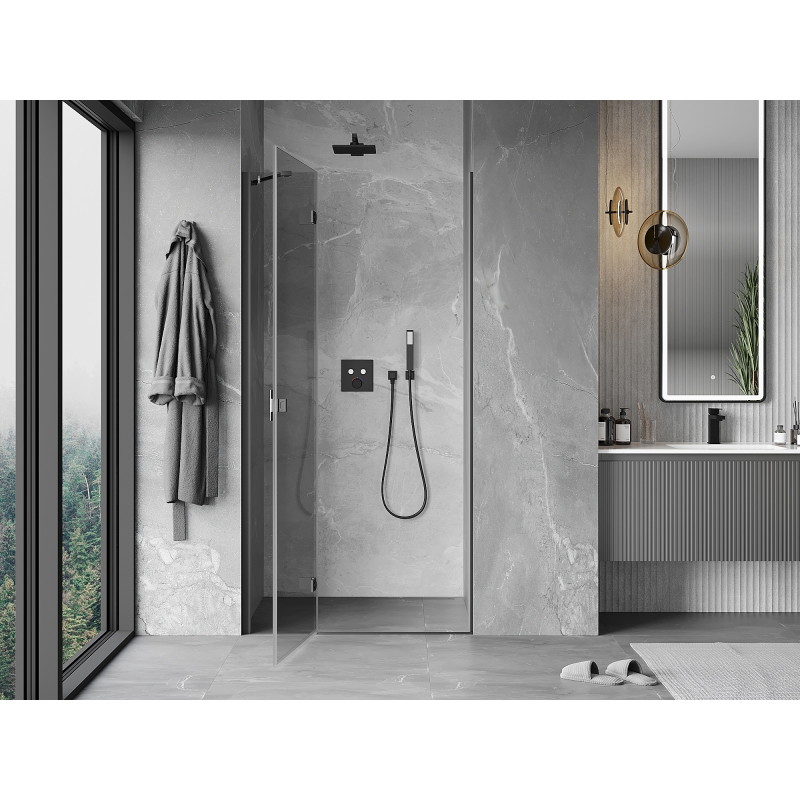 Mexen Mist-H лява шарнирна врата за душ 70 см, прозрачна, графитен металик