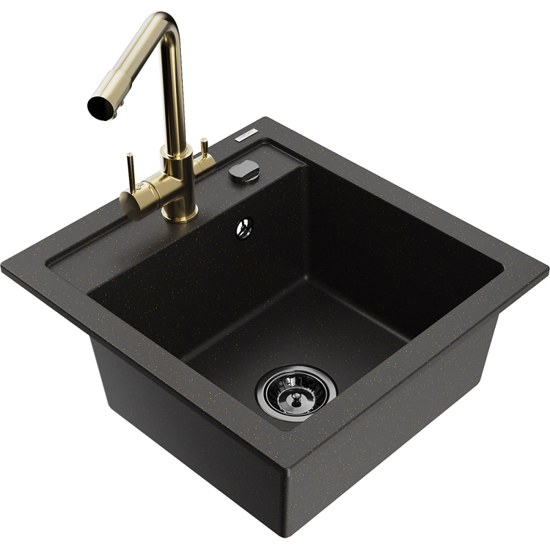 Mexen Vito гранитна еднокамерна кухненска мивка с батерия Duero,