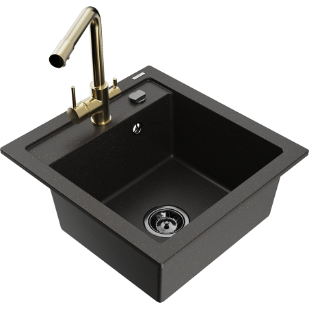 Mexen Vito гранитна еднокамерна кухненска мивка с батерия Duero,