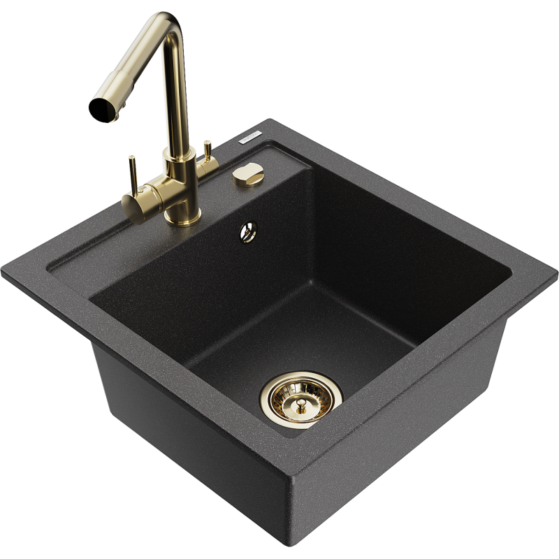 Mexen Vito гранитна кухненска мивка с 1 отделение с кухненски смесител Duero,