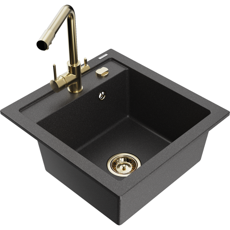 Mexen Vito гранитна кухненска мивка с 1 отделение с кухненски смесител Duero,