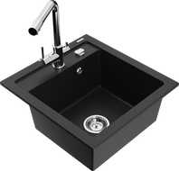 Mexen Vito гранитна мивка с 1 камера и кухненски смесител Duero, черен - 6503-77-671600-00