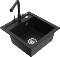 Mexen Vito мивка от гранит с 1 камера и кухненски смесител Duero, черен - 6503-77-671600-70