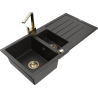Mexen Andres гранитна мивка с 1,5 камери с отцедник и кухненски смесител Rita,