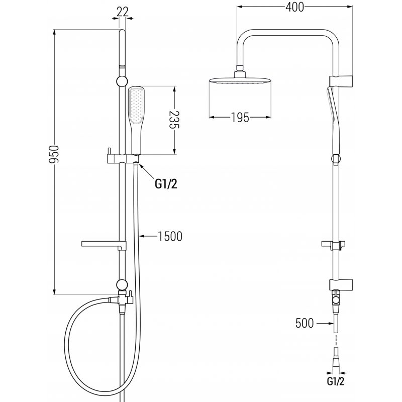 Mexen X49 душ колона, бяла/златна - 798494991-25