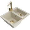 Mexen Carlos гранитна мивка с 1,5 камери с кухненски смесител Rita, бежов