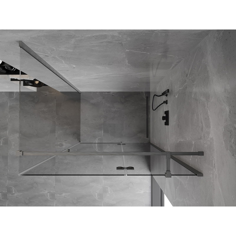 Mexen Mist-H T отваряема душ кабина дясна 75 x 100 см, прозрачна, четка сив