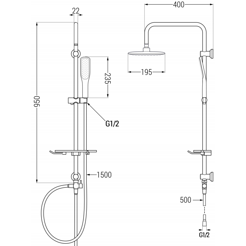 Mexen T49 душ колона, черна/златна - 798494993-75