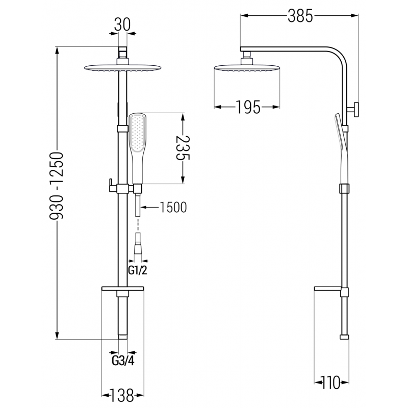Mexen Q49 душ колона, бяла/златна - 798494995-25