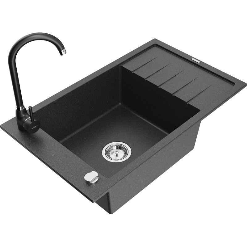 Mexen Elias гранитна кухненска мивка с една камера с дренаж и кухненски