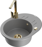 Mexen Kevin кухненска мивка от гранит с 1 отделение с дренаж и кухненски смесител Rita, сив - 6517-71-670300-50