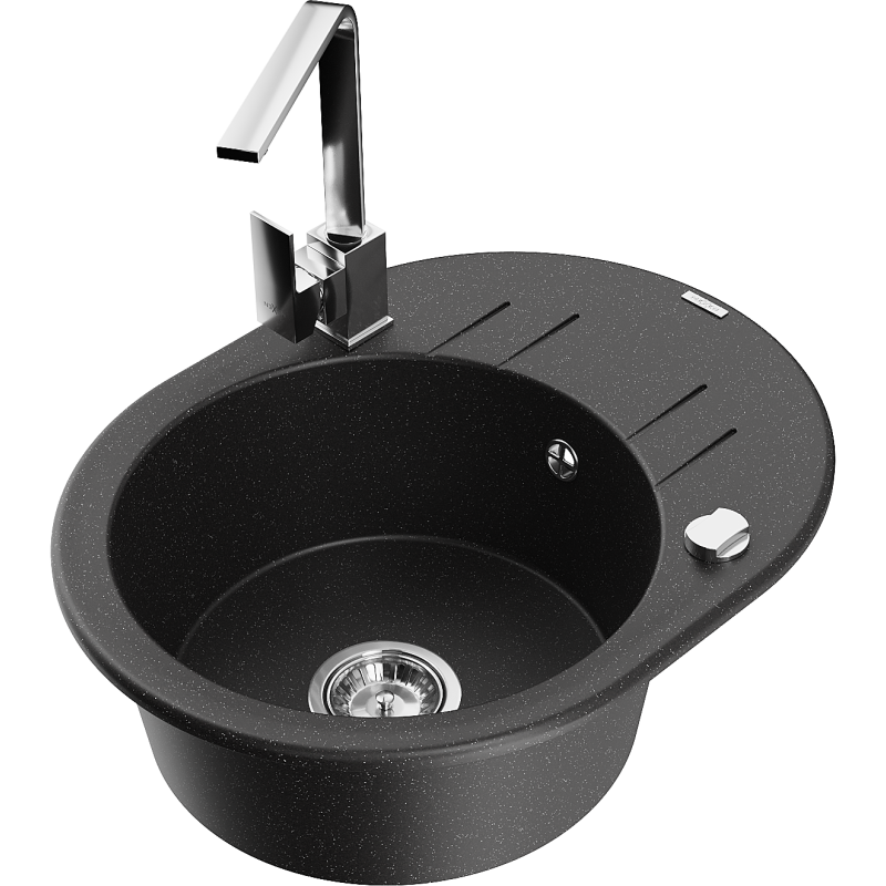 Mexen Kevin гранитна кухненска мивка с 1 гнездо с отцедник и кухненски