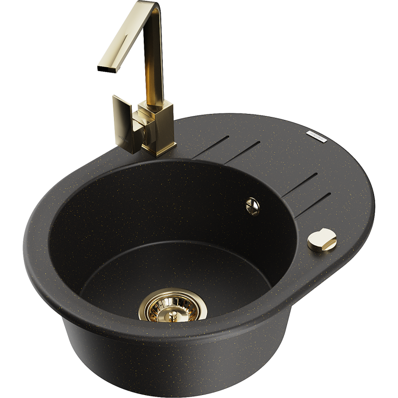 Mexen Kevin гранитна мивка с 1 камера с отцедник и кухненски смесител Rita,