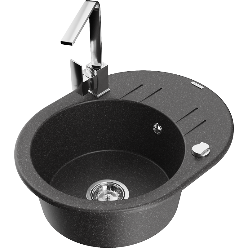 Mexen Kevin гранитна мивка с 1 корито с отцедник и кухненски смесител Рита,