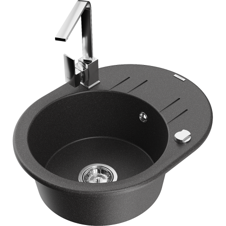 Mexen Kevin гранитна мивка с 1 корито с отцедник и кухненски смесител Рита,