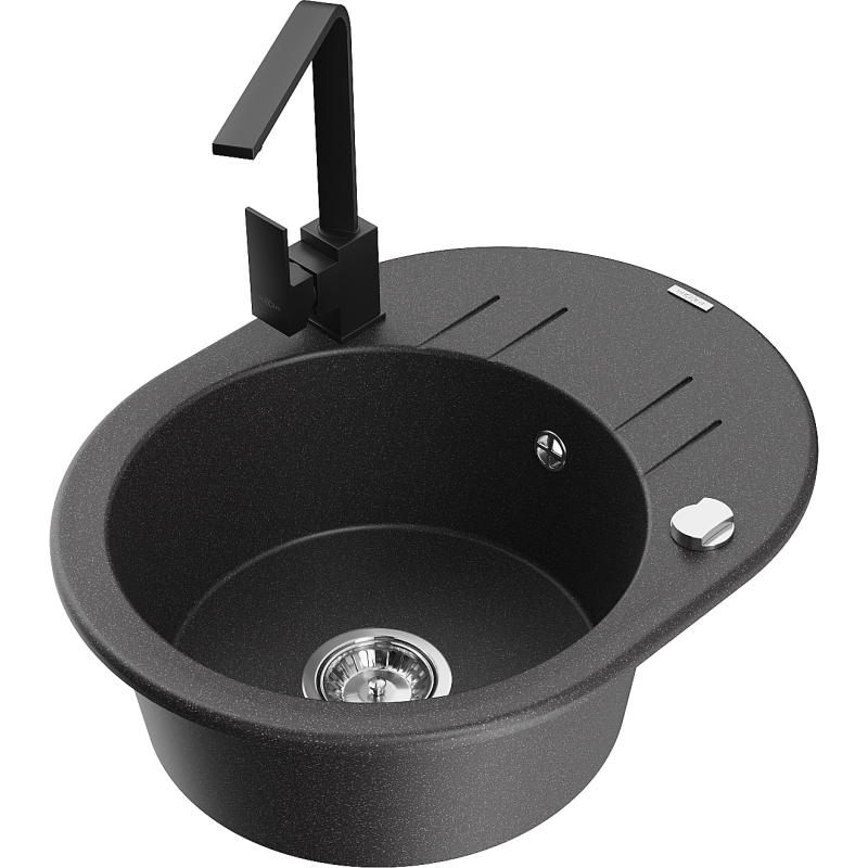 Mexen Kevin гранитна мивка с една камера с отцедник и кухненски смесител