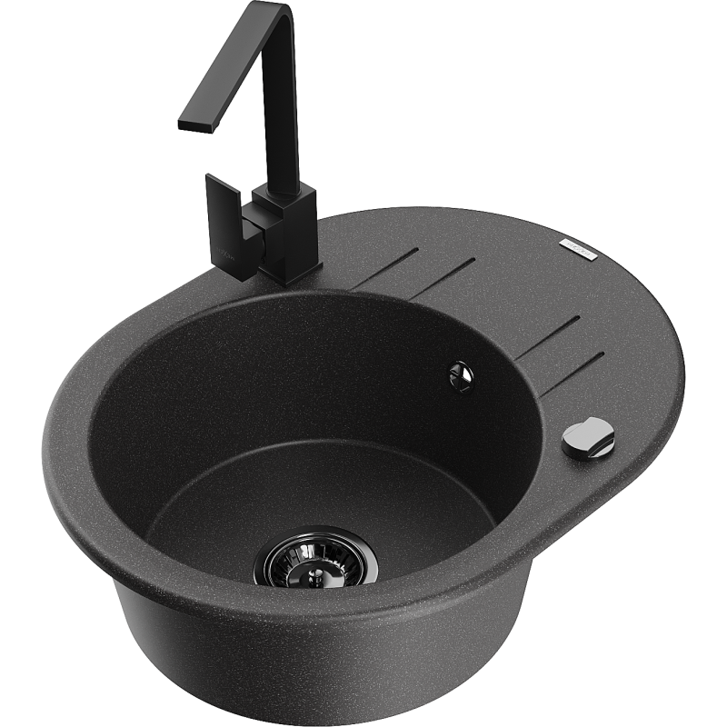 Mexen Kevin гранитна мивка с 1 корито с отцедник и кухненски смесител Рита,