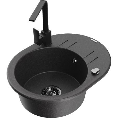 Mexen Kevin гранитна мивка с 1 корито с отцедник и кухненски смесител Рита,