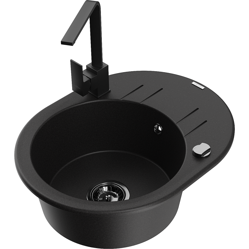 Mexen Kevin гранитна мивка с 1 корито с отцедник и кухненски смесител Rita,