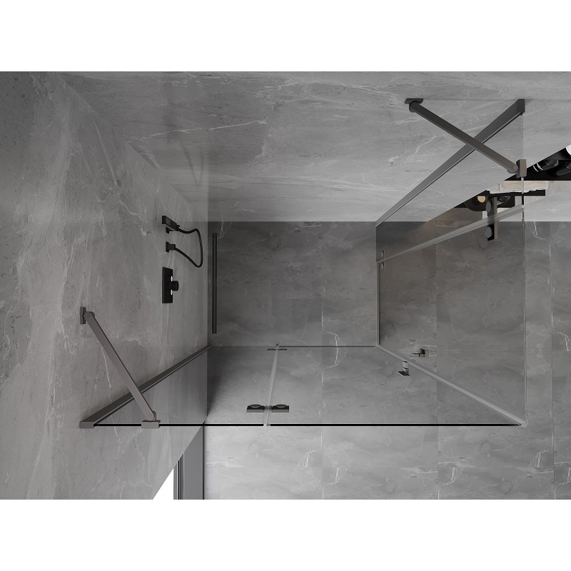 Mexen Mist-H Дуо душ кабина лява 95 x 85 см, прозрачна, тъмен метал - 8A5-095L-085P-95-00