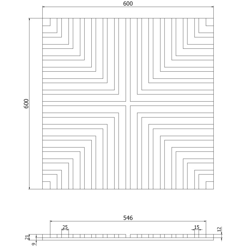 Mexen Linea 02 акустичен стенен панел 60 x 60 см (4 бр.), филц 9 мм, технически