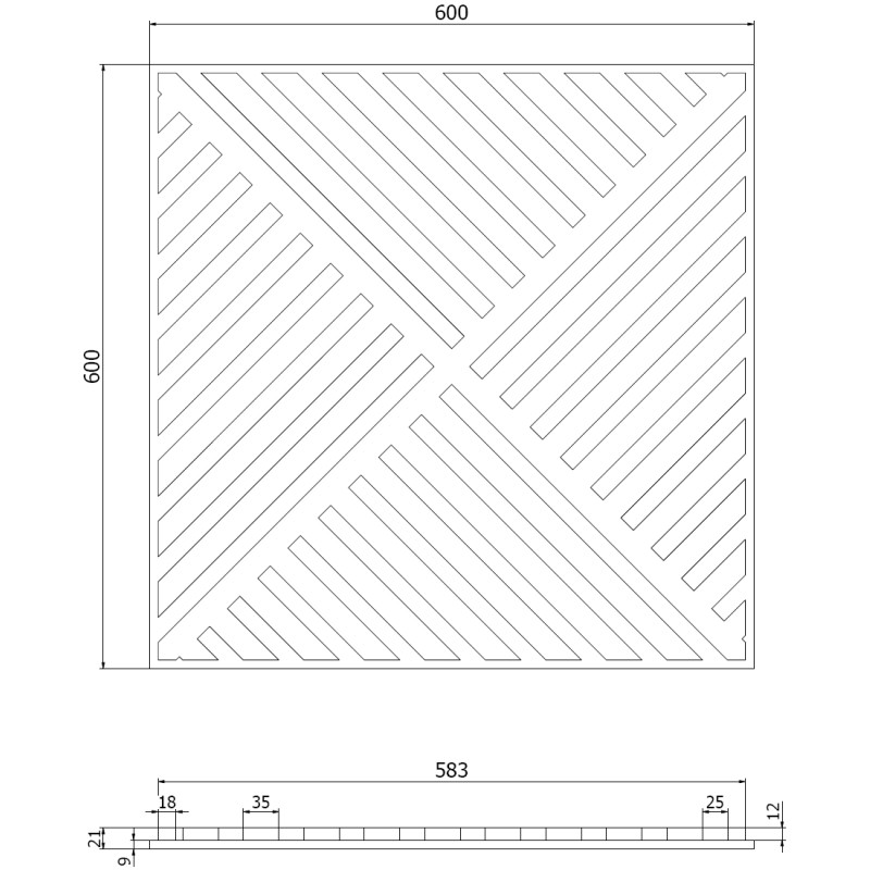 Mexen Linea 08 акустичен стенен панел 60 x 60 см (4бр.), филц 9 мм, технически