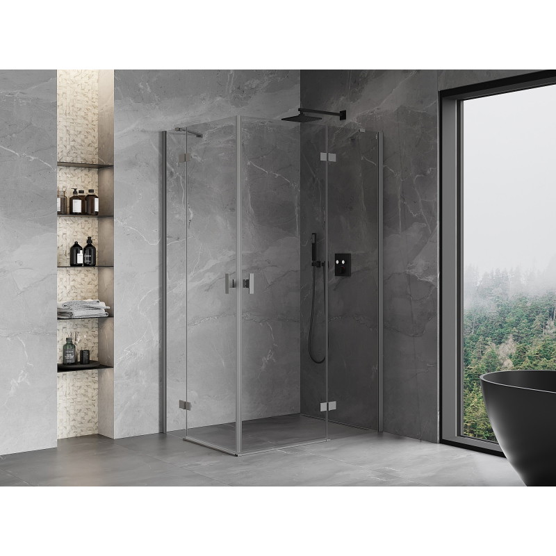 Mexen Mist-H Двойна душ кабина, отваряща се надясно, 95 x 120 cm, прозрачна, Gun Metal