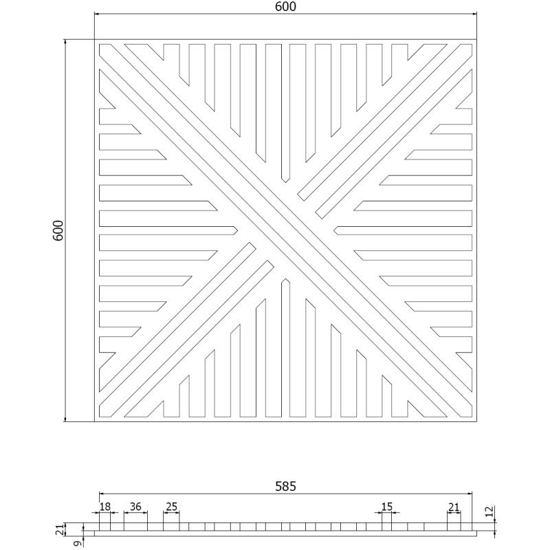 Mexen Linea 05 акустичен стенен панел 60 x 60 см (4бр.), филц 9 мм, технологичен