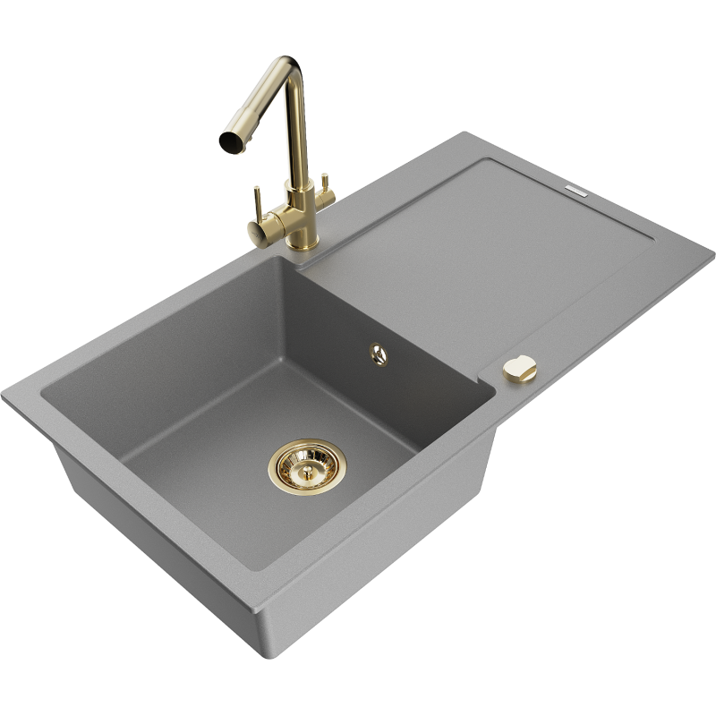 Mexen Leo гранитна кухненска мивка с 1 отделение и отцедник с кухненски