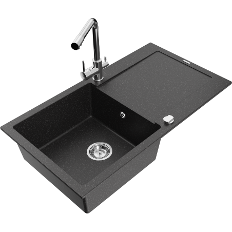 Mexen Leo гранитна мивка с 1 корито с отцедник и кухненски батер Duero,