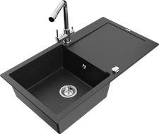 Mexen Leo гранитна мивка с 1 корито с отцедник и кухненски батер Duero,