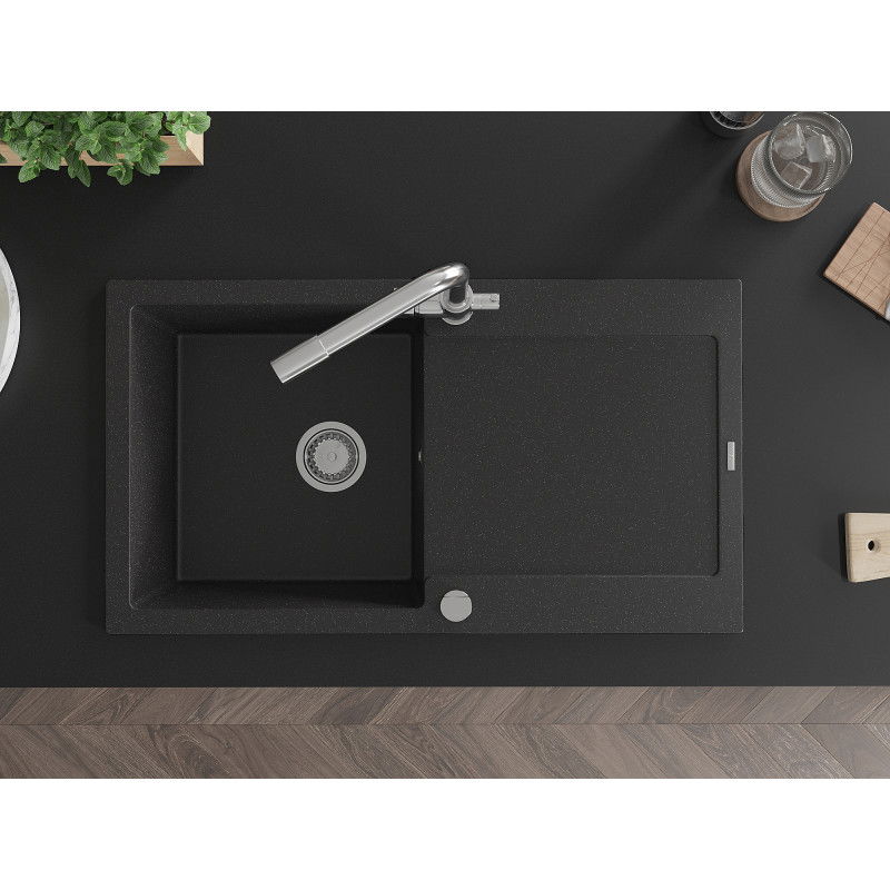 Mexen Leo гранитна мивка с 1 корито с отцедник и кухненски батер Duero,