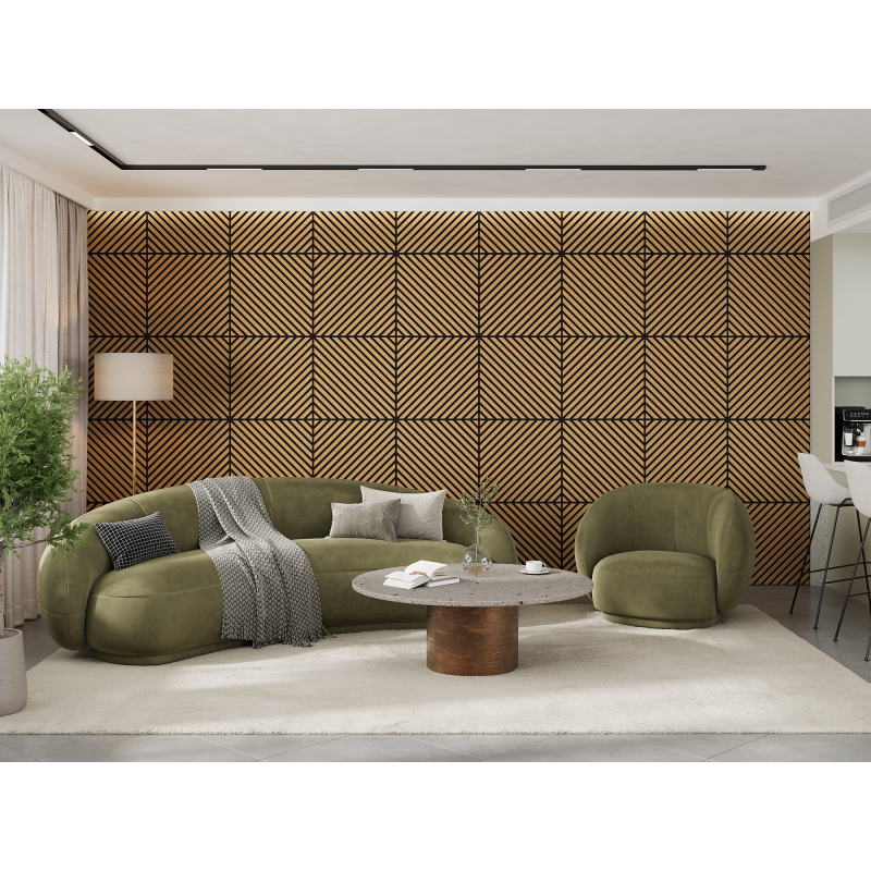 Mexen Lam-B стенно ламелно покритие 275 x 30 cm, HDF плоча 4 mm, технически фурнир, Пясъчен дъб - S100-275307-3015-001
