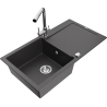 Mexen Leo гранитна мивка с едно корито със сушилник и кухненски смесител