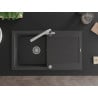 Mexen Leo гранитна мивка с едно корито със сушилник и кухненски смесител