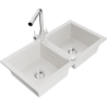 Мексен Марио гранитна мивка 2-камерна с кухненски кран Дуеро, бял - 6504-20-671600-00