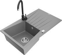 Mexen Cesar гранитна мивка с 1 камера с отцедник и кухненски смесител Telma,