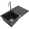 Mexen Cesar гранитна мивка с 1 кош и отцедник и кухненски смесител Telma,