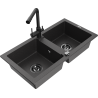 Mexen Mario гранитна мивка с 2 камери с кухненски смесител Duero, черен на пръски - 6504-76-671600-70-B