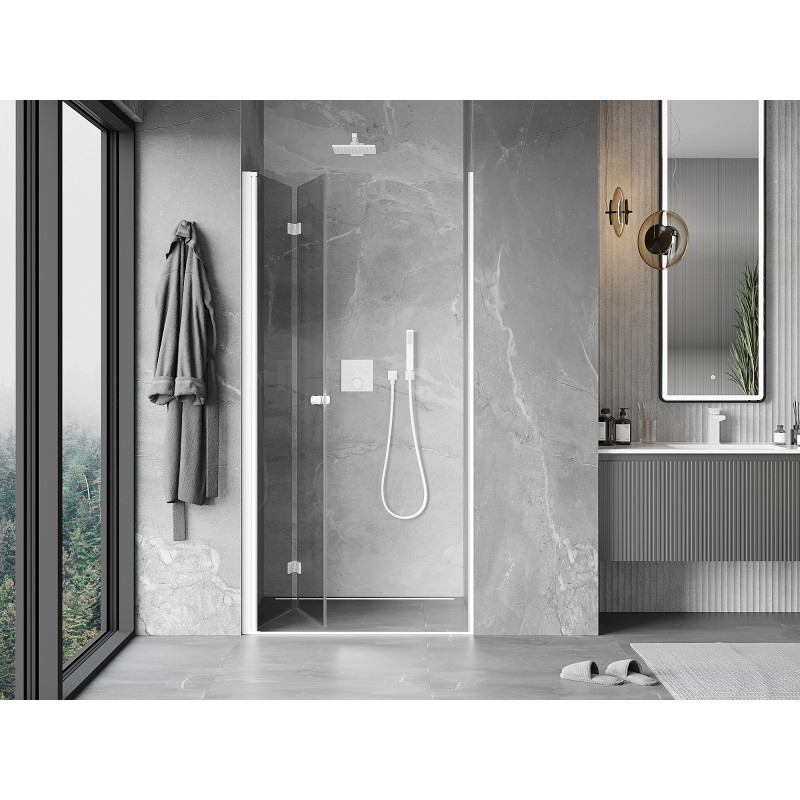 Mexen Mist-F сгъваеми леви душ врати 70 см, прозрачни, бели - 8A6-070-000-20-00-L