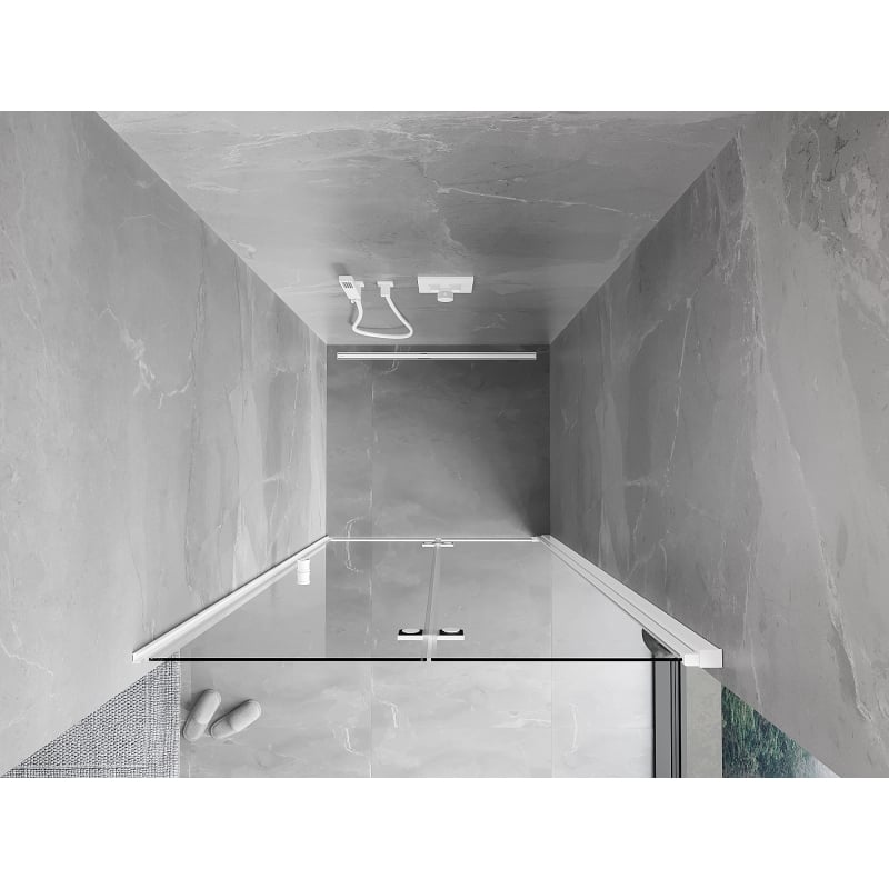 Mexen Mist-F сгъваеми душ врати, десни, 80 см, прозрачни, бели - 8A6-080-000-20-00-P