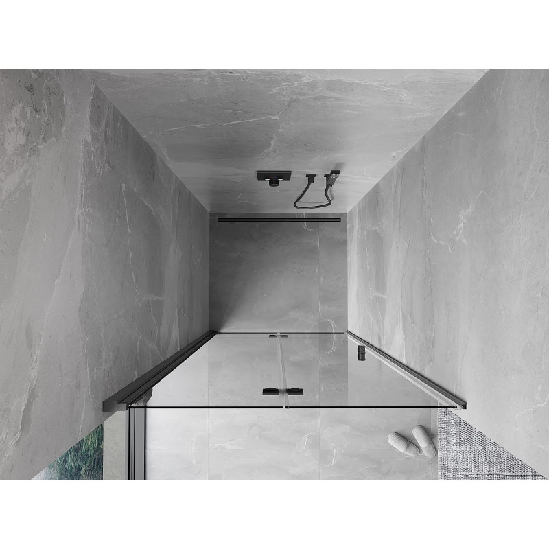 Mexen Mist-F лява сгъваема душ врата 105 см, прозрачна, gun metal - 8A6-105-000-95-00-L