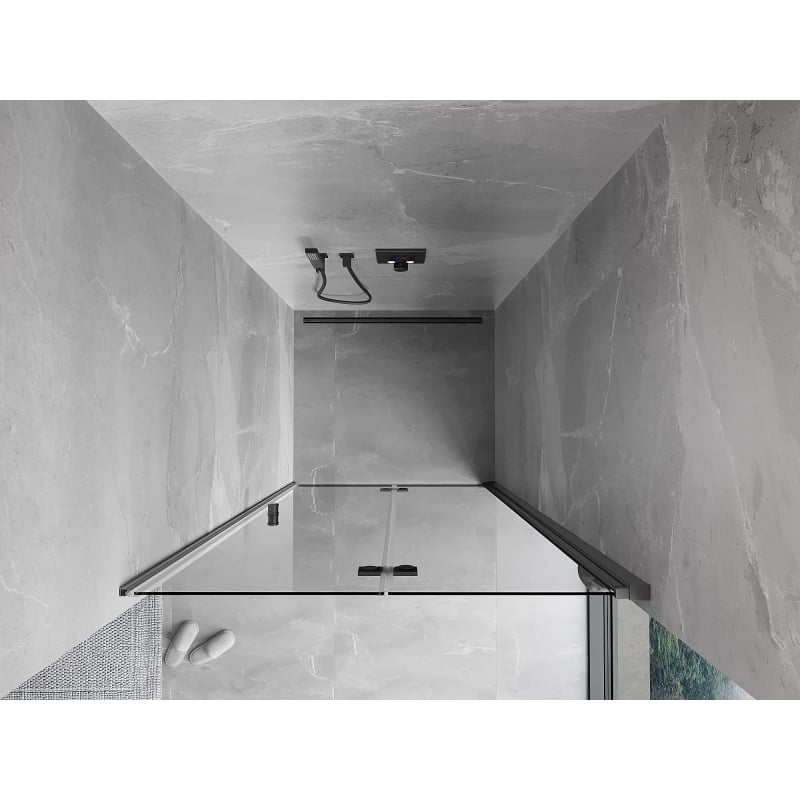 Mexen Mist-F сгъваеми душ врати десни 85 см, прозрачни, gun metal - 8A6-085-000-95-00-P