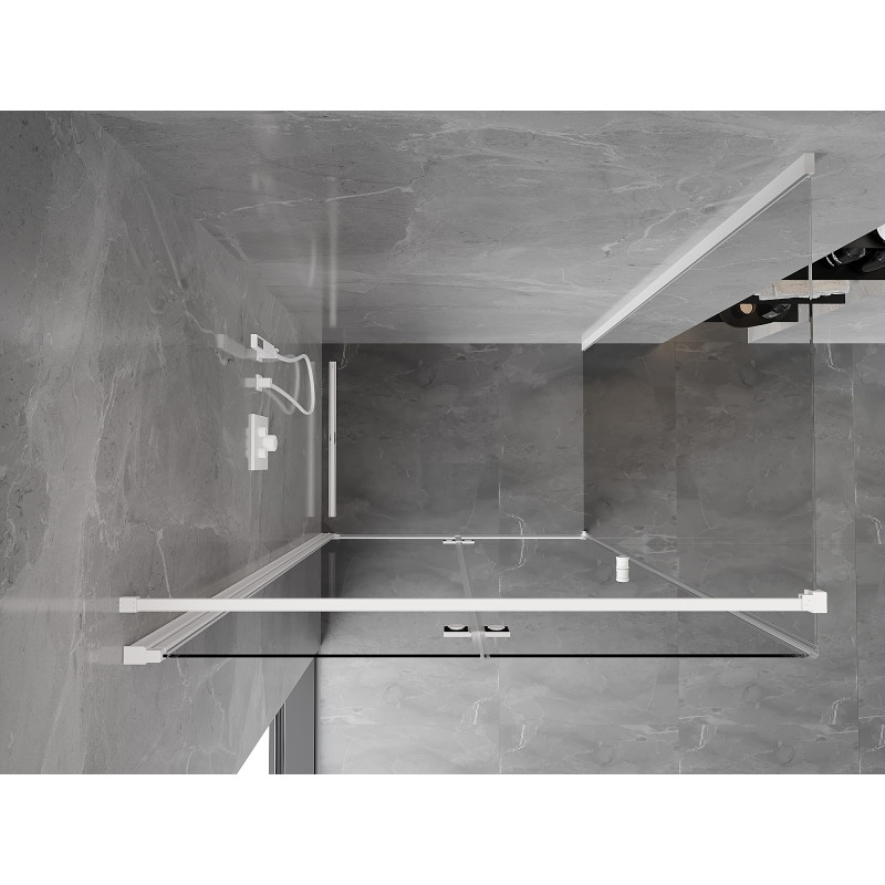 Mexen Mist-F сгъваем ляв душ кабина 75 x 95 см, прозрачна, бяла - 8A6T-075-095-20-00-L