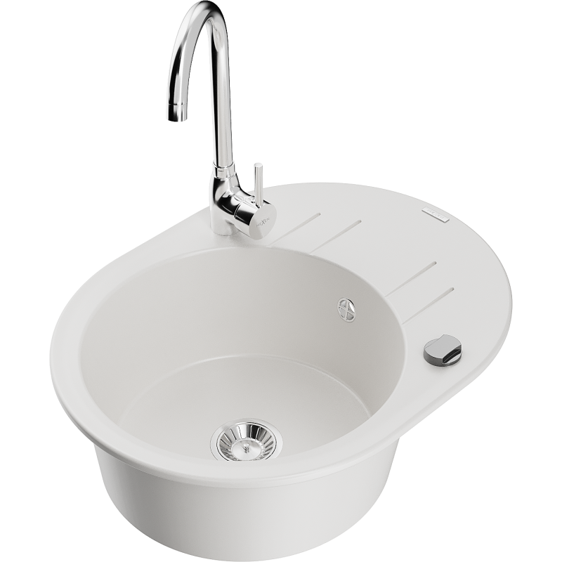 Mexen Kevin гранитна мивка с 1 камера и отцедник с кухненски смесител Telma,