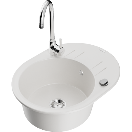 Mexen Kevin гранитна мивка с 1 камера и отцедник с кухненски смесител Telma,