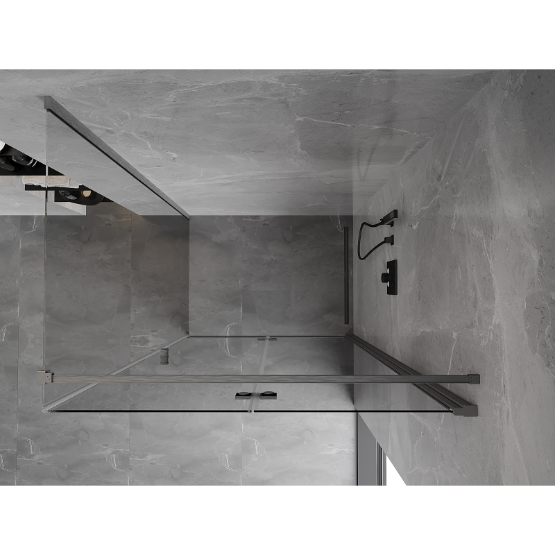 Mexen Mist-F сгъваема душ кабина дясна 85 x 80 см, прозрачен, четка сив метал