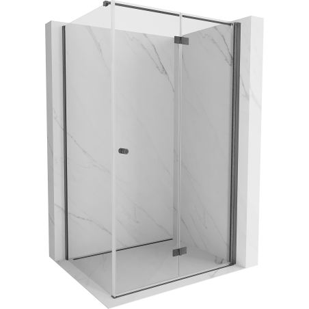 Mexen Mist-F сгъваема душ кабина дясна 100 x 80 см, прозрачна, пистолетно сиво