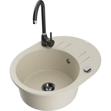 Mexen Kevin гранитна мивка с 1 гнездо с отцедник и кухненски смесител Telma,