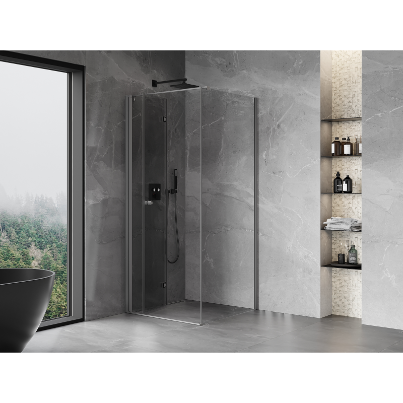 Mexen Mist-F Сгъваема лява душ кабина 85 x 85 см, прозрачна, gun metal - 8A6T-085-085-95-00-L